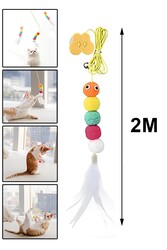 Tırtıl Kedi Oyuncağı Kendinden Yapışkanlı Zilli Elastik İpli Asılı Kedi Oyuncağı - Thumbnail