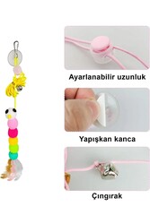 Tırtıl Kedi Oyuncağı Kendinden Yapışkanlı Zilli Elastik İpli Asılı Kedi Oyuncağı - Thumbnail