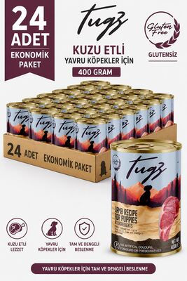 TUGZ - TUGZ Kuzu Etli Yavru Köpekler 400 Gram 24'lü Paket