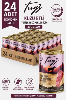 TUGZ - TUGZ Kuzu Etli Yetişkin Köpekler 400 Gram 24'lü Paket