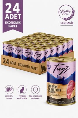 TUGZ - TUGZ Kuzulu Yetişkin Yaş Kedi Maması 400 Gram 24'lü Paket