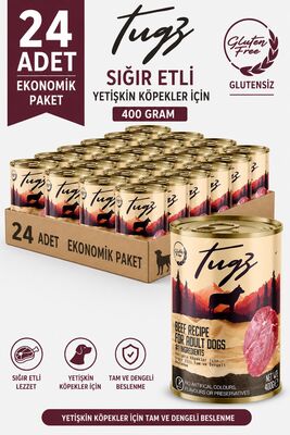 TUGZ - TUGZ Sığır Etli Yetişkin Köpekler 400 Gram 24'lü Paket