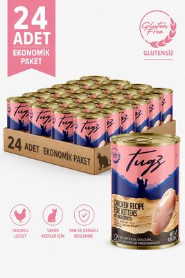 TUGZ - TUGZ Tavuklu Yavru Yaş Kedi Maması 400 Gram 24'lü Paket