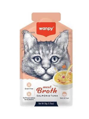Wanpy - Wanpy Somonlu Ve Ton Balıklı Tahılsız Kedi Çorbası 50 gr