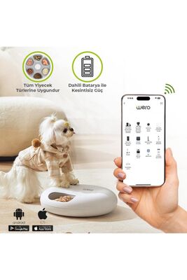 Wero - Wero Akıllı Kedi Köpek Yaş Mama Kabı , 6 Öğün Kedi Mama Dağıtıcısı, Evcil Hayvan Besleyici - Beyaz