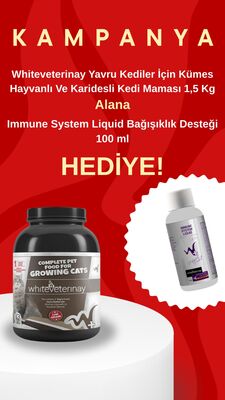 WhiteVeterinay - Whiteveterinay Az Tahıllı Yavru Kediler İçin Kümes Hayvanlı Ve Karidesli Kedi Maması 1,5 Kg (Immune Likit Hediyeli )