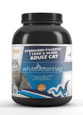 WhiteVeterinay - Whiteveterinay Az Tahıllı Kısırlaştırlmış Kümes Hayvanlı Kedi Maması 1,5 Kg