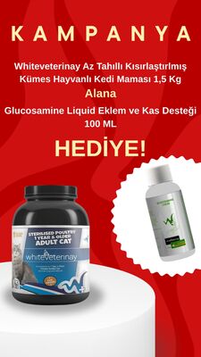 WhiteVeterinay - Whiteveterinay Az Tahıllı Kısırlaştırlmış Kümes Hayvanlı Kedi Maması 1,5 Kg (Glukosamine Likit Hediyeli)