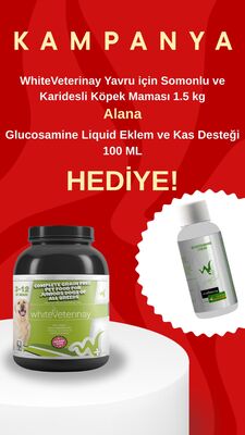w+ whiteveterinay - Whiteveterinay Tahılsız Yavru Tüm Irklar İçin Somonlu Ve Karidesli Köpek Maması 1.5 Kg (Glukosamine Likit Hediyeli)