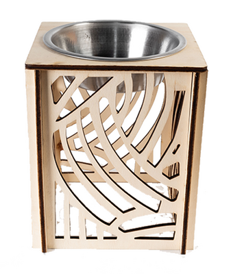 Glipet - Wood Table Çelik Taslı Orta Ve Büyük Irk Mama Ve Su Kabı 1200 Ml 29*23*23